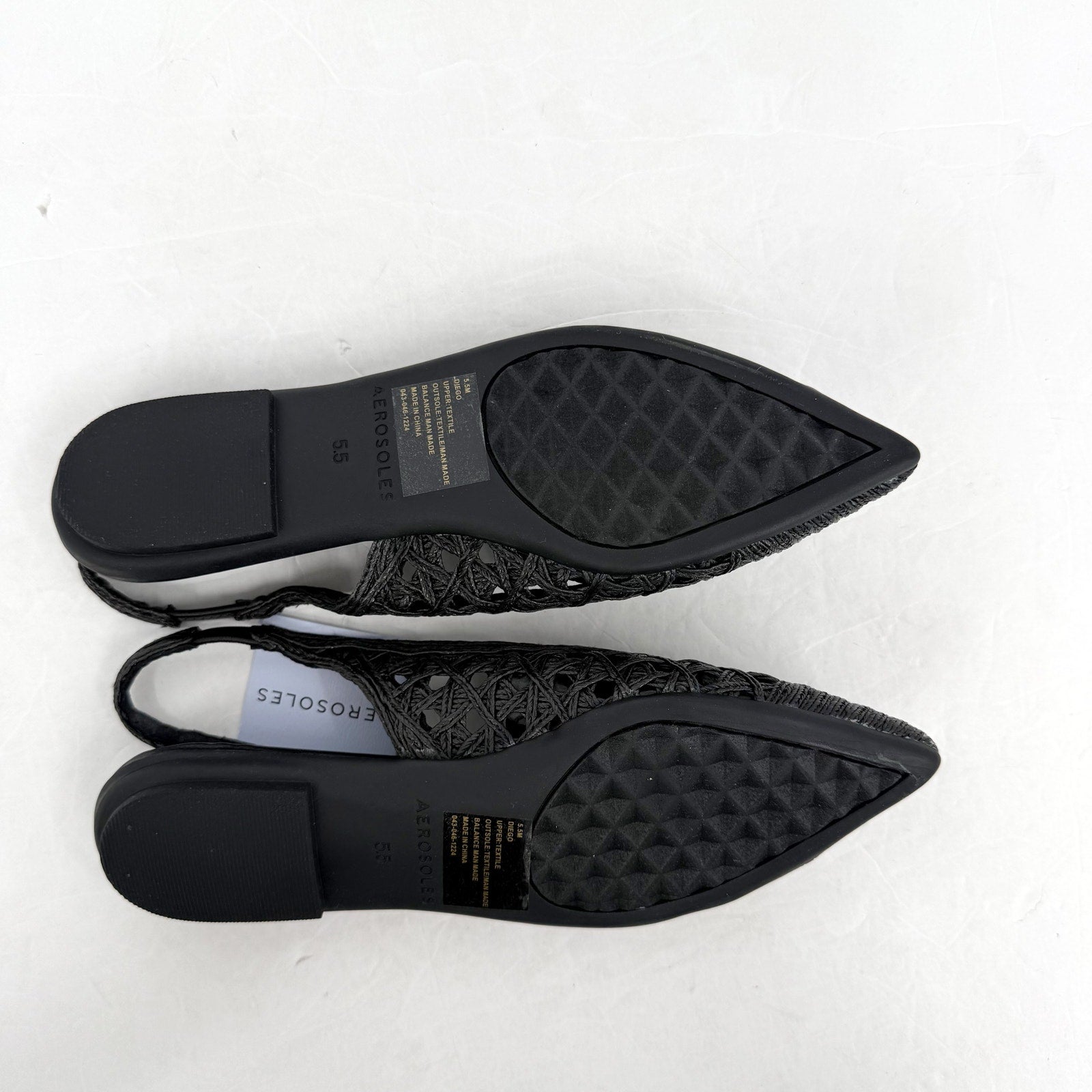 Aerosoles Womens Diego Flats US 5.5 M EU 36 Black Raffia NIB