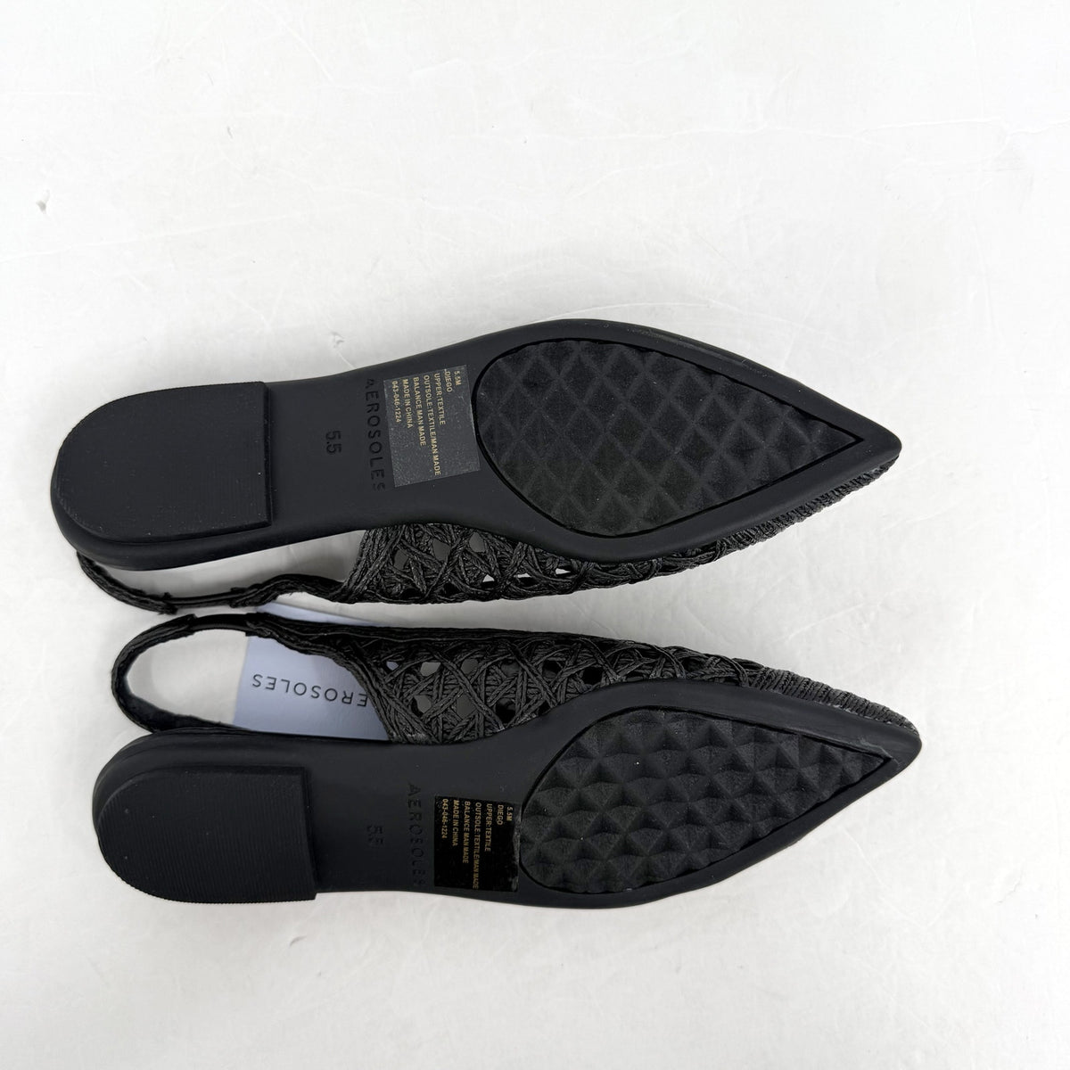 Aerosoles Womens Diego Flats Size 5.5 M EU 36 Black Raffia NIB