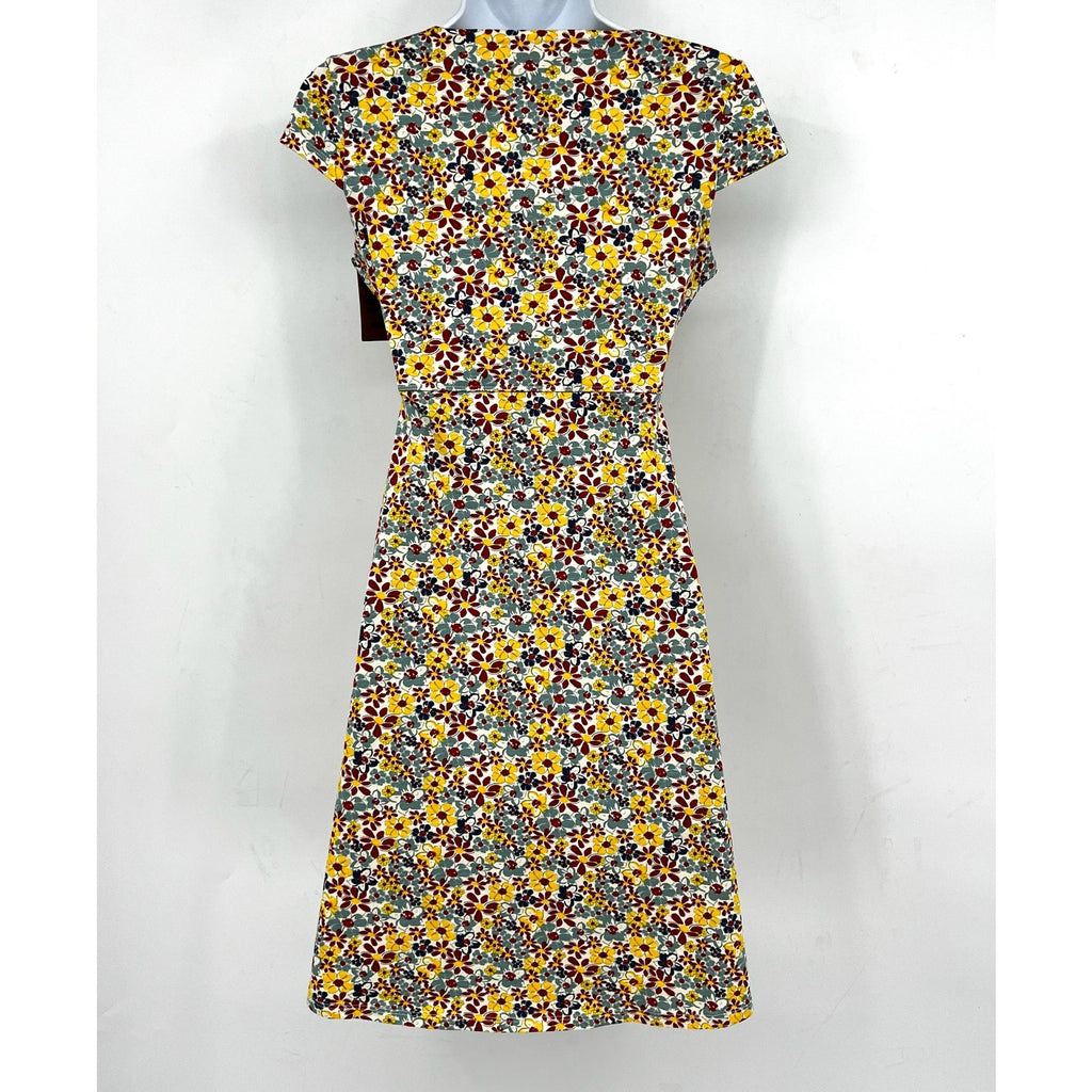 TOAD & CO Womens Rosemarie Dress XS Yellow Red Barley Floral Short Sleeve NWT
