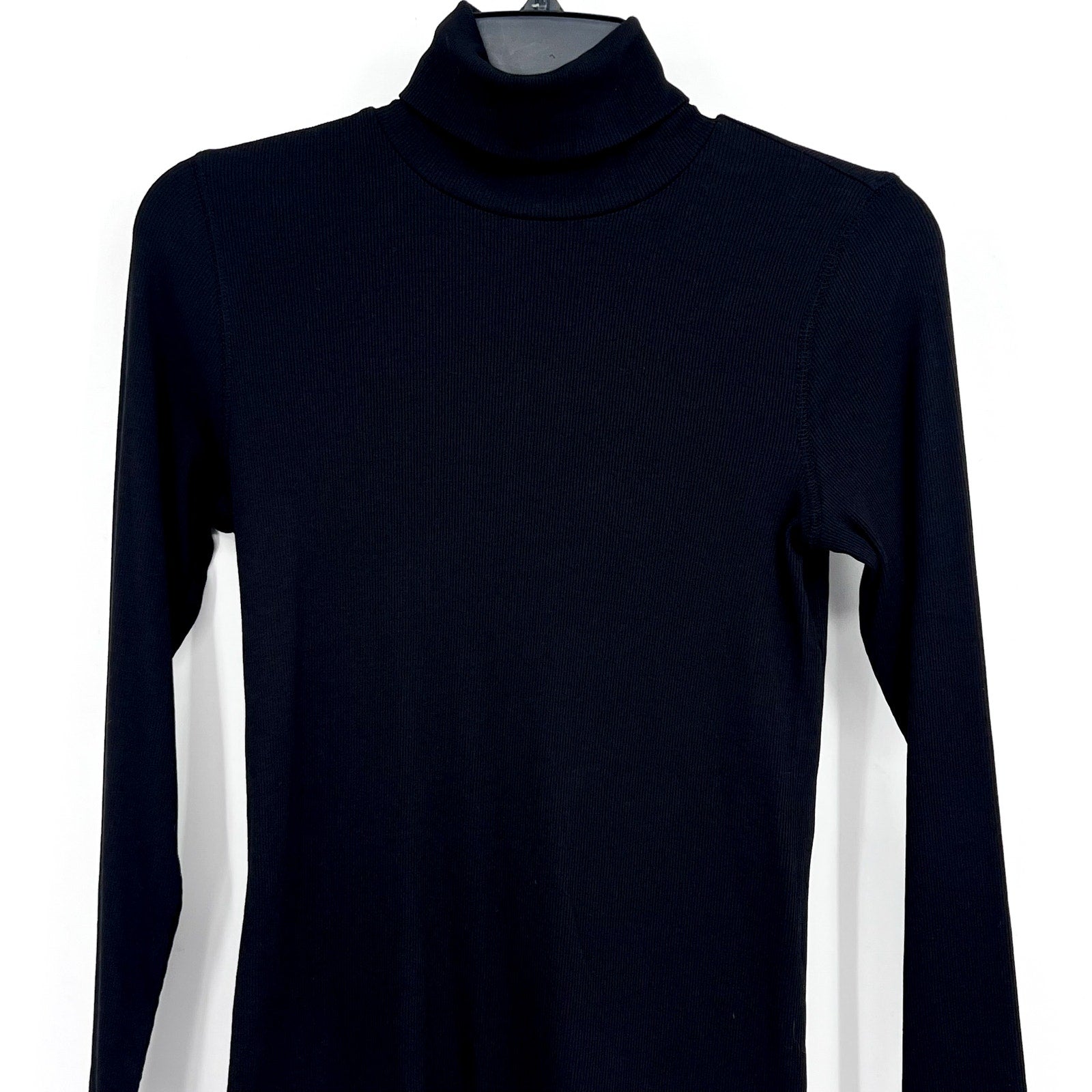 EVERLANE Women's Luxe Rib Turtleneck Sweater Small Black Long Sleeve Supima NWT