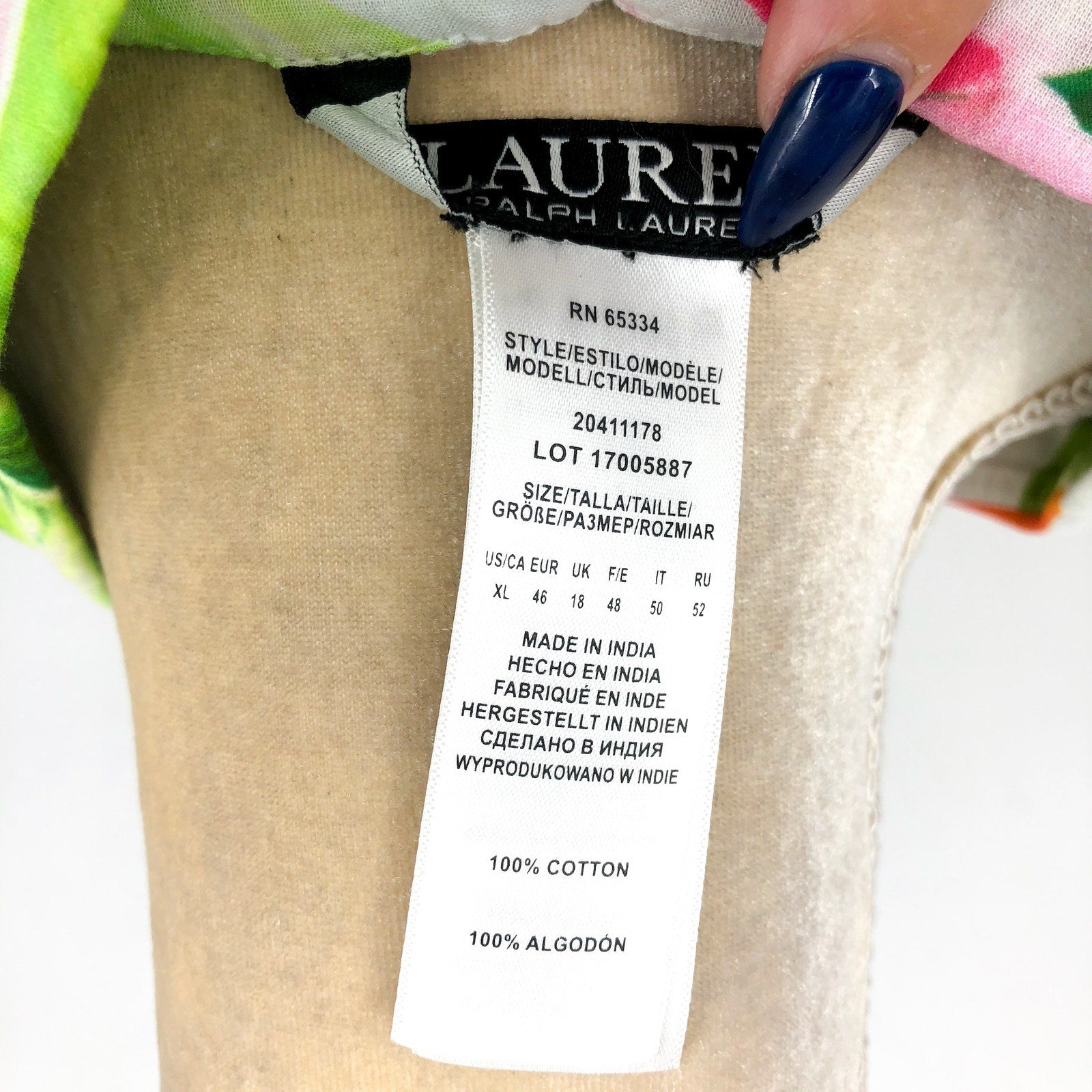 LAUREN RALPH LAUREN Tropical Floral Voile Shirtdress XL White Multi NWOT