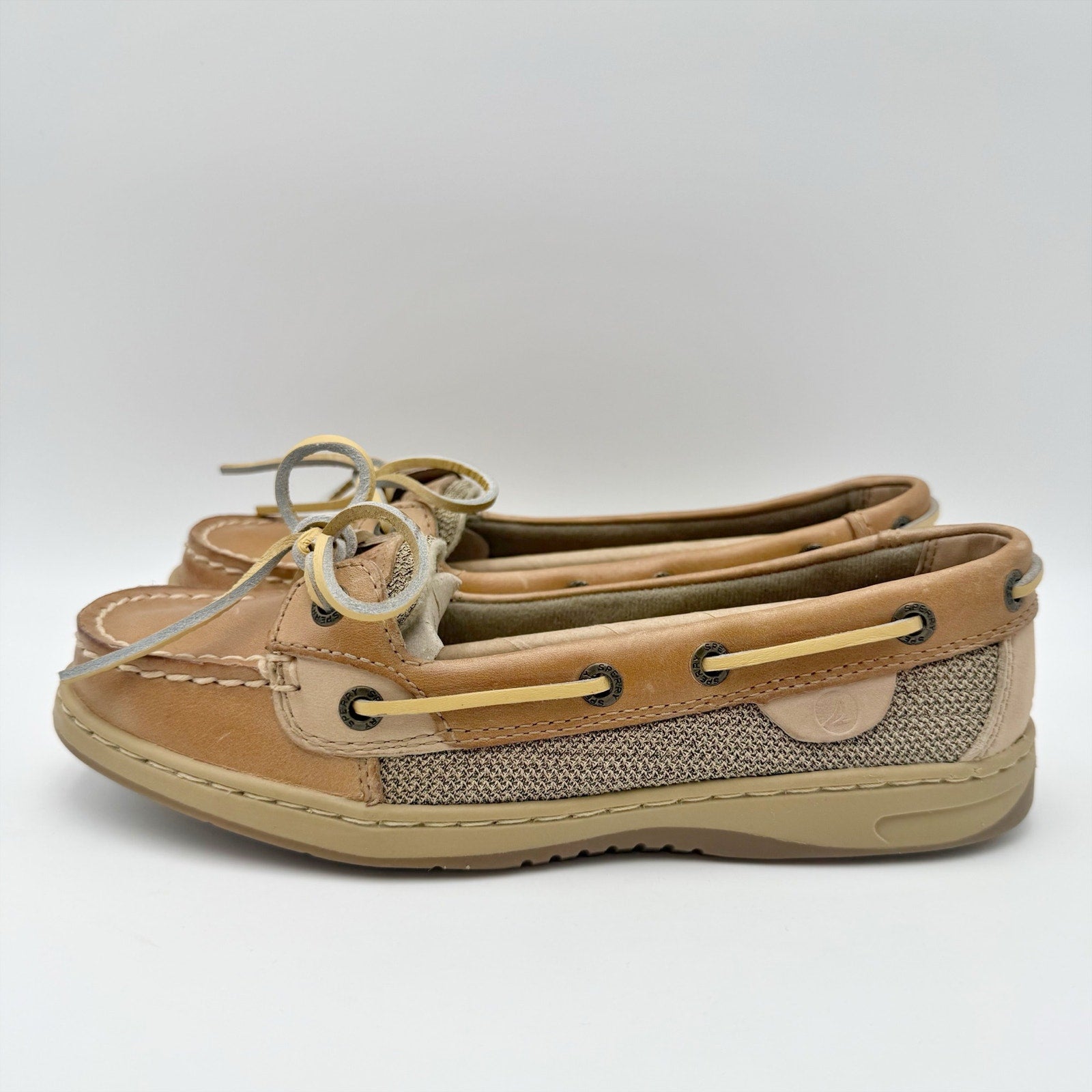 Sperry Womens Angelfish Boat Shoes Size 5.5 M Cognac Brown Leather NIB