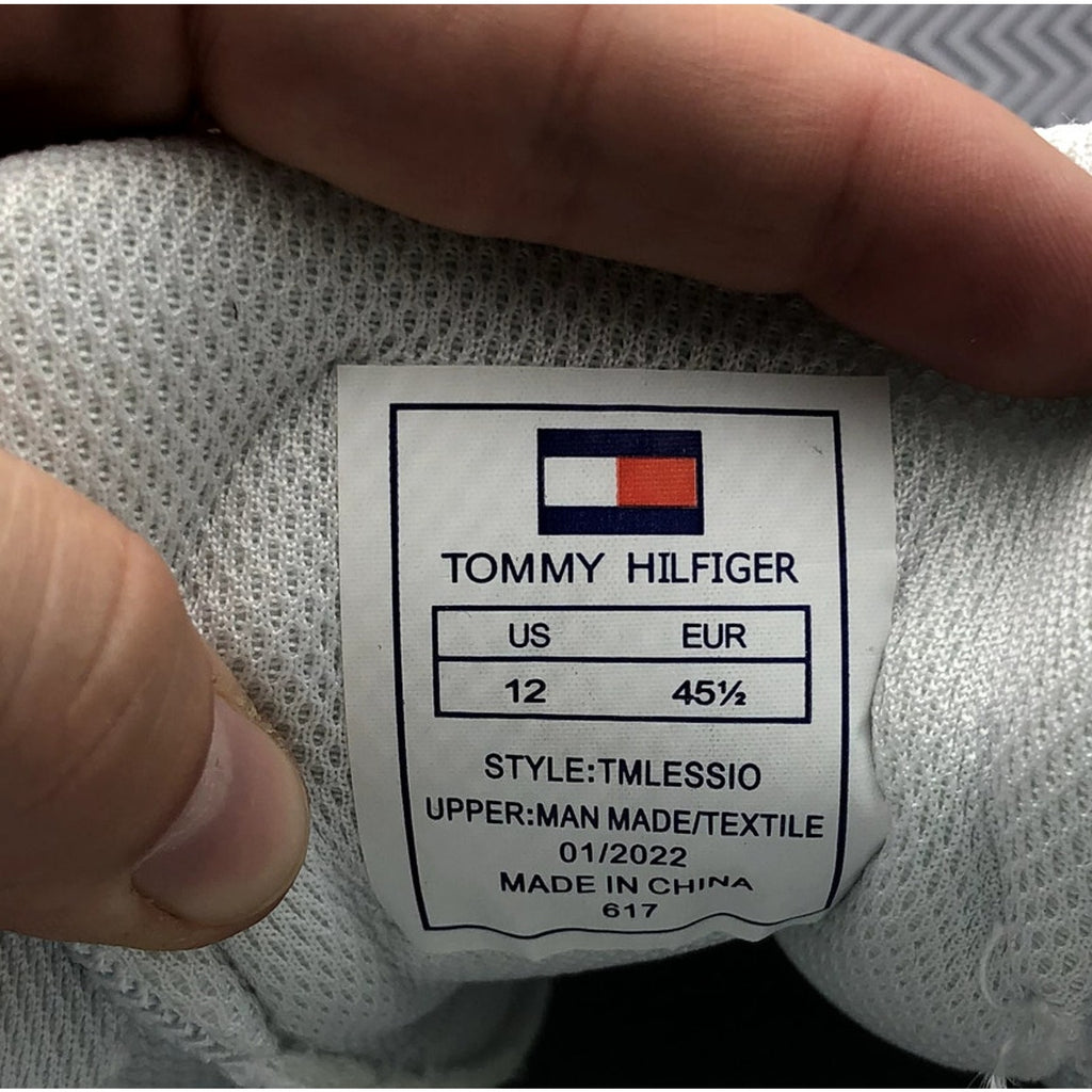 Tommy Hilfiger Mens Lessio Casual Sneakers Size 12 Grey Blue Red Stripe NIB