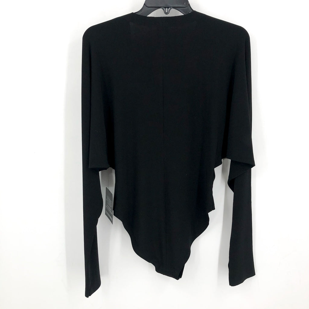 NORMA KAMALI Women's Dolman V Neck Bodysuit XS 34 Black Long Sleeve NWT