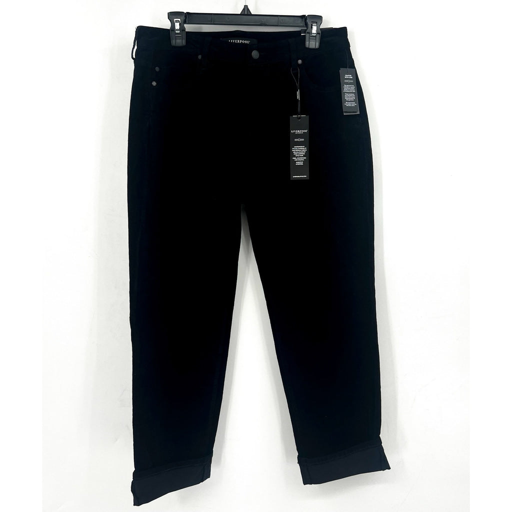 Liverpool Women's Marley Girlfriend Jeans SIZE 10 30 Black Corduroy Stretch NWT