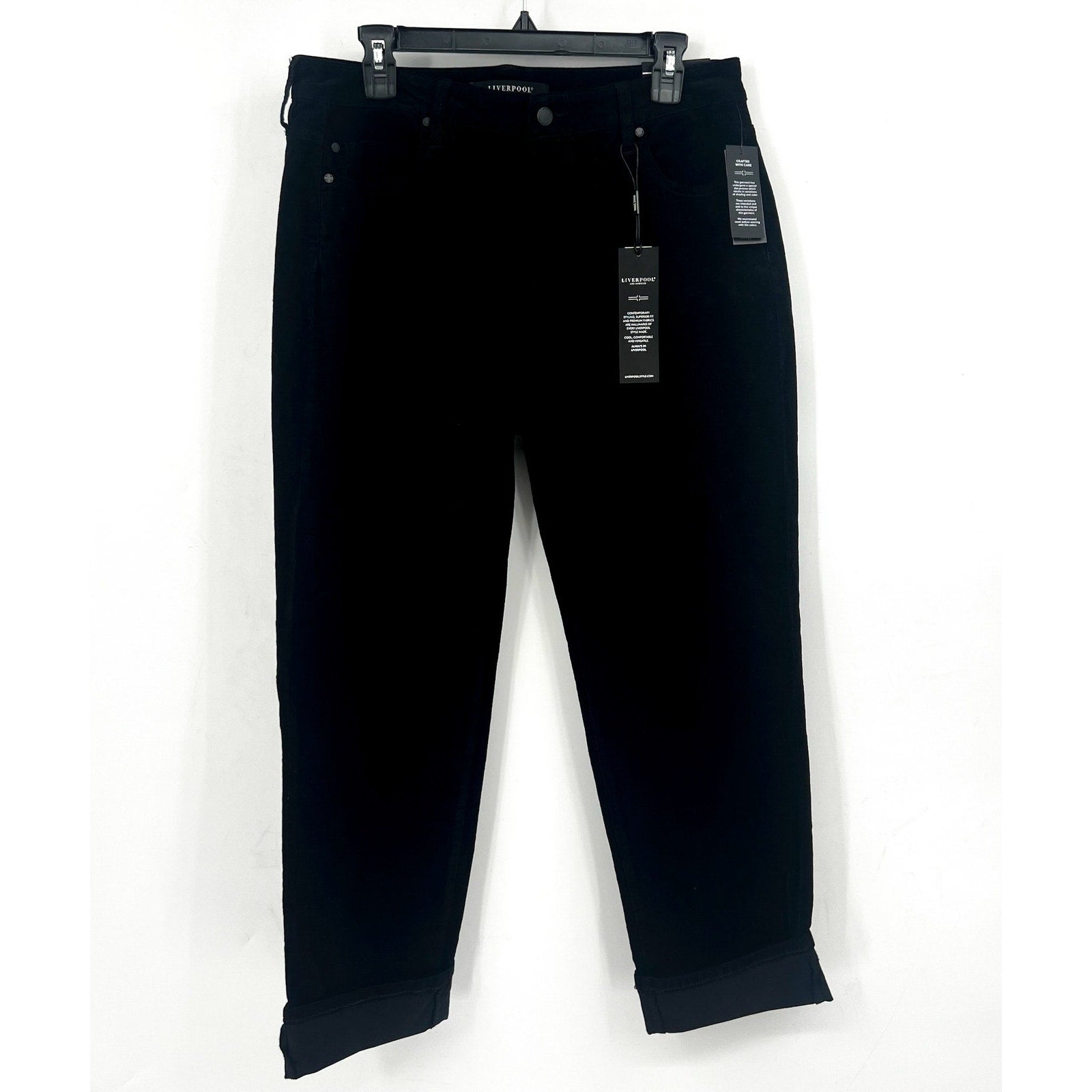 Liverpool Women's Marley Girlfriend Jeans SIZE 10 30 Black Corduroy Stretch NWT