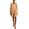 INC INTERNATIONAL CONCEPTS Women Shift Dress Large Tan Hazelwood Long Sleeve NWT