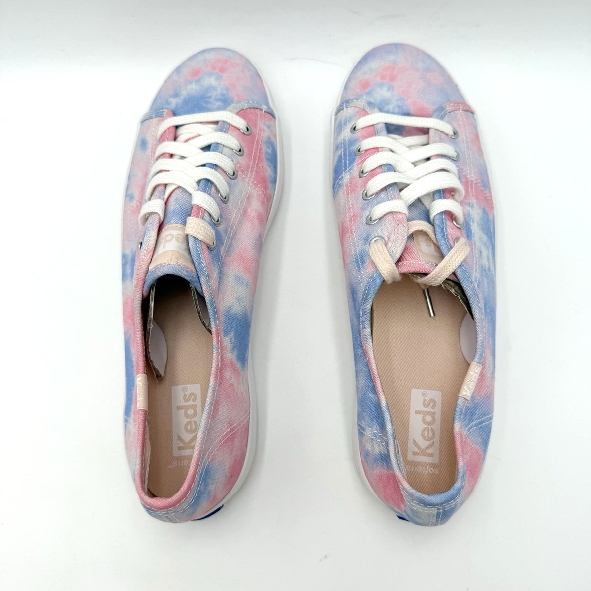 Keds Womens Kickstart Low Sneakers Size 8.5 Tie Dye Pink Blue Canvas NWOB