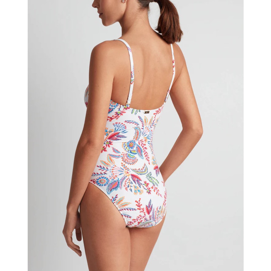 LAUREN RALPH LAUREN Fleurette Floral One Piece Swimsuit 10 White Floral NWT