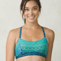 PRANA Women's Alicia Bikini Top Small Vortex Blue Rhythm Bralette Cross Back NWT