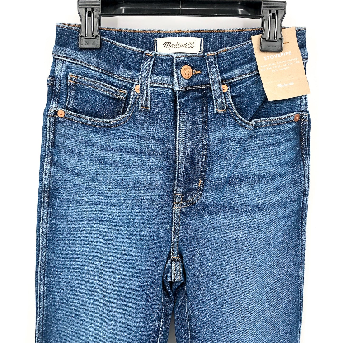 MADEWELL Women's Stovepipe Jeans Size 24 Blue Auraria Slim Straight Ankle NWT
