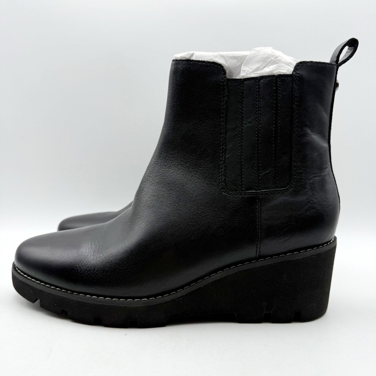 Vionic Womens Aria Ankle Booties US 8 EU 38.5 Black Leather NIB
