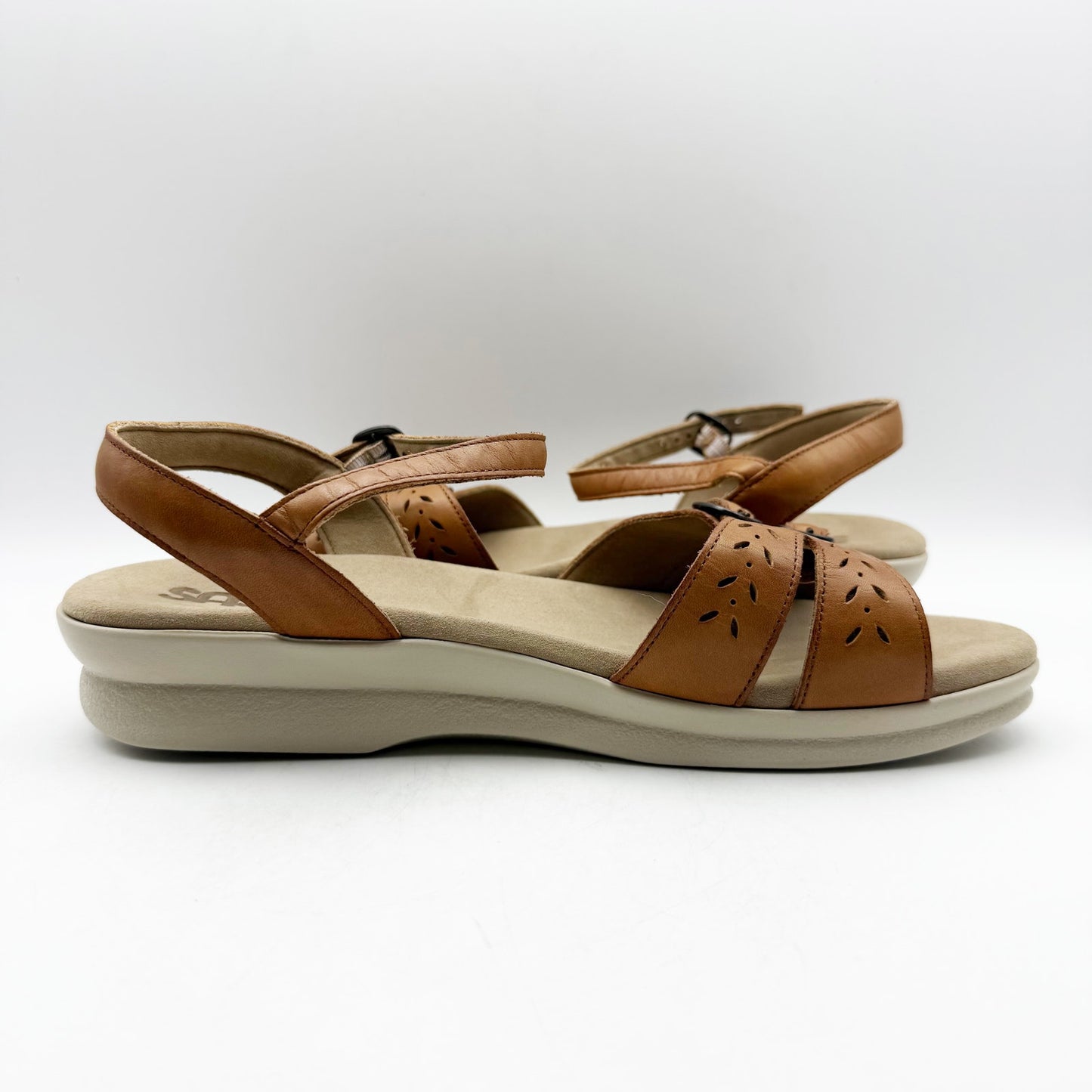 SAS Womens Duo Comfort Sandals US 11 XWide WW Tan Leather Adjustable Buckle