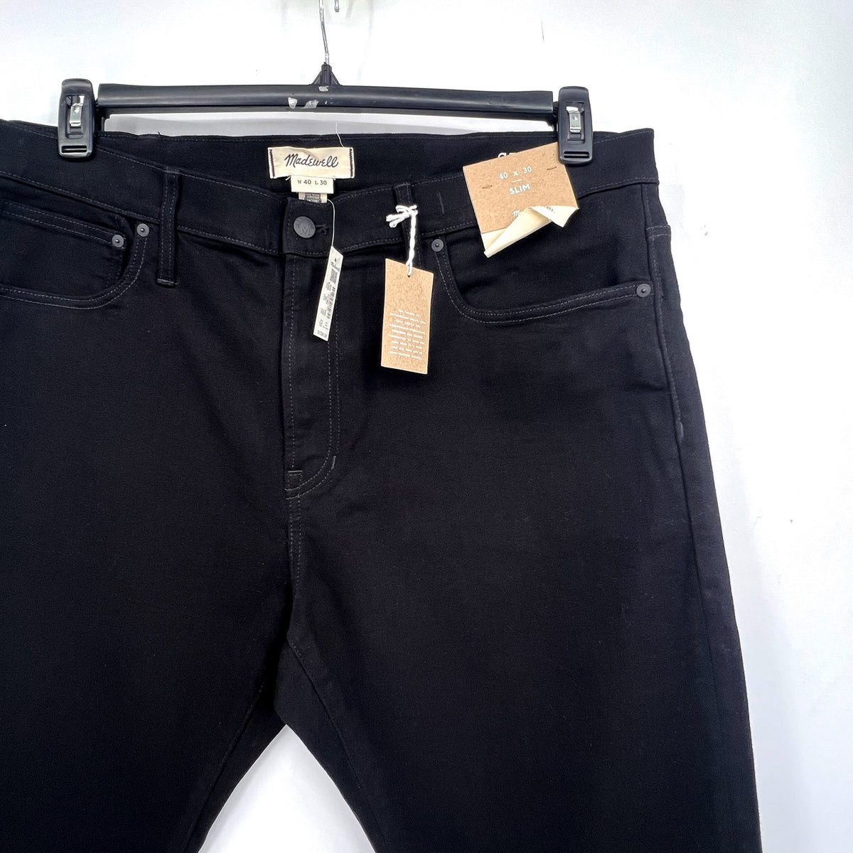 MADEWELL Men's Slim Jeans 40x30 Black Bainhart Wash ND479 COOLMAX® Denim NWT