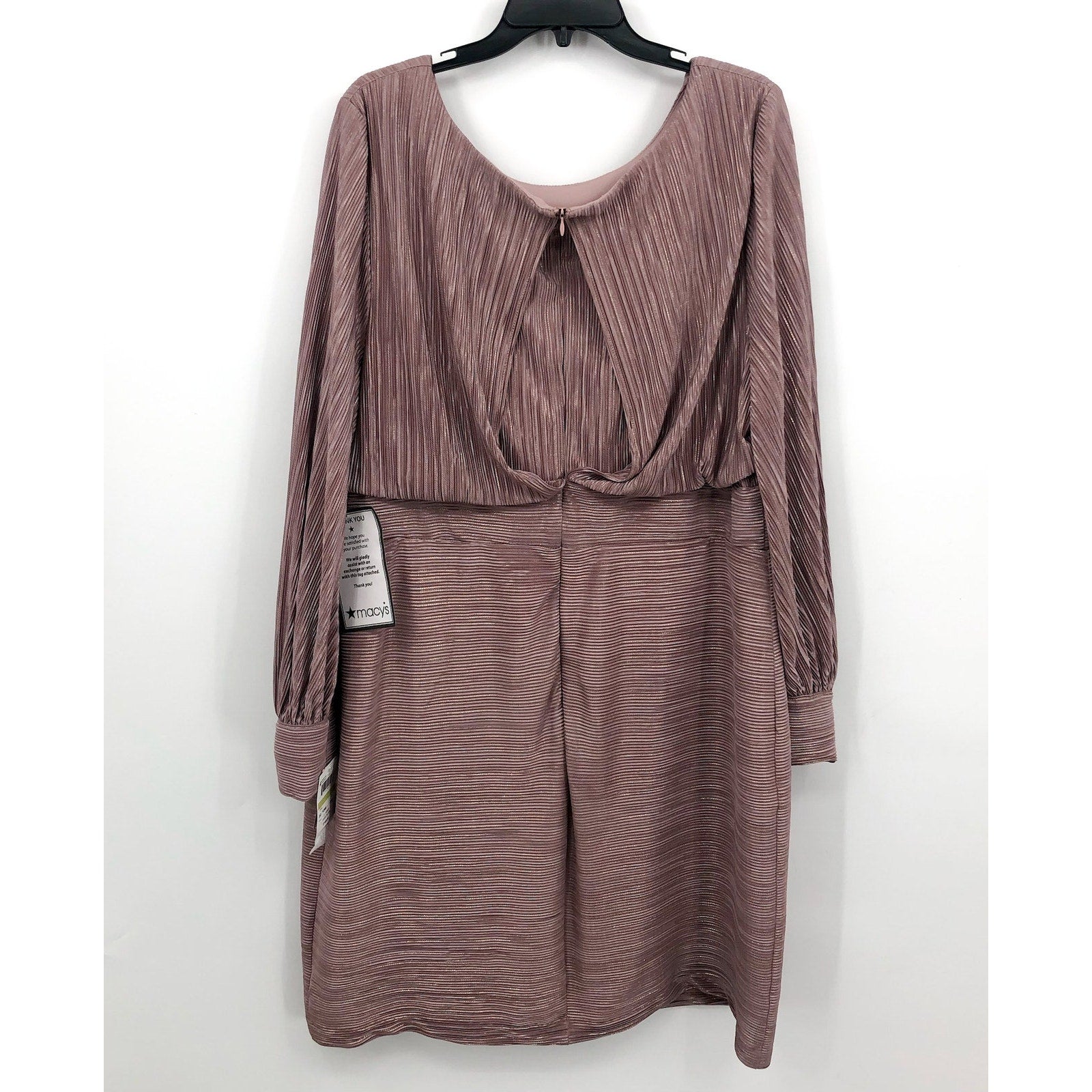 NIGHTWAY Women's Blouson Dress Size 18W Pink Rose Gold Long Sleeve NWT