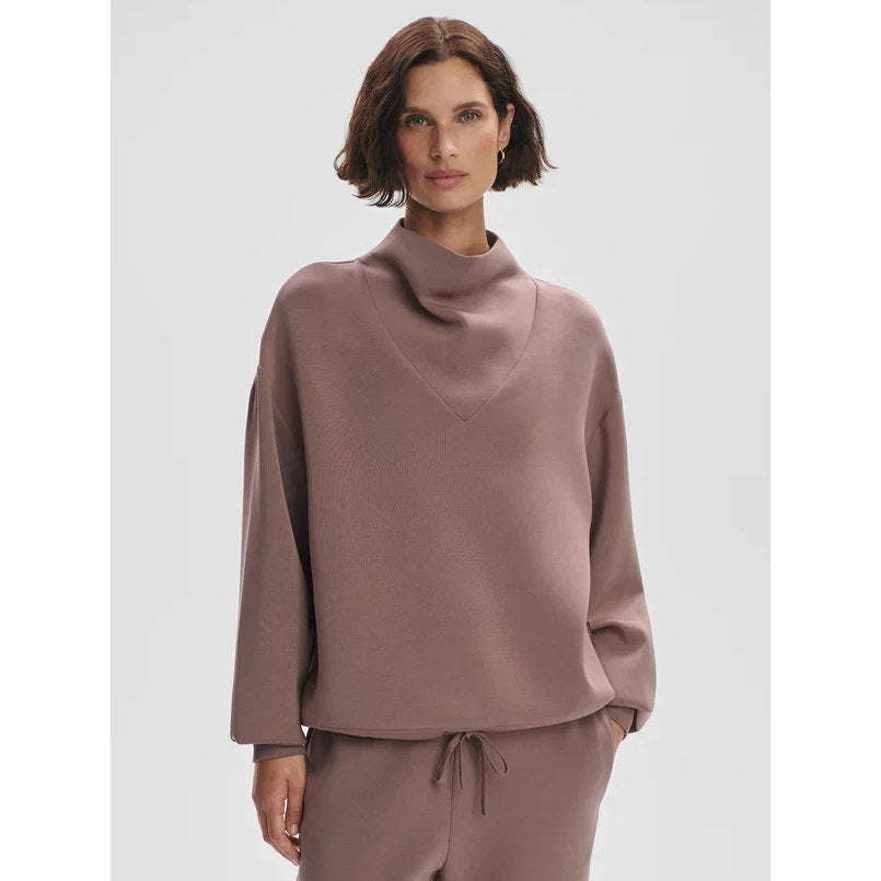 VARLEY Women's Betsy Sweat Shirt Medium Antler Taupe Long Sleeve Cowl Neck NWOT