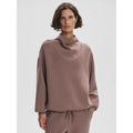 VARLEY Women's Betsy Sweat Shirt Medium Antler Taupe Long Sleeve Cowl Neck NWOT