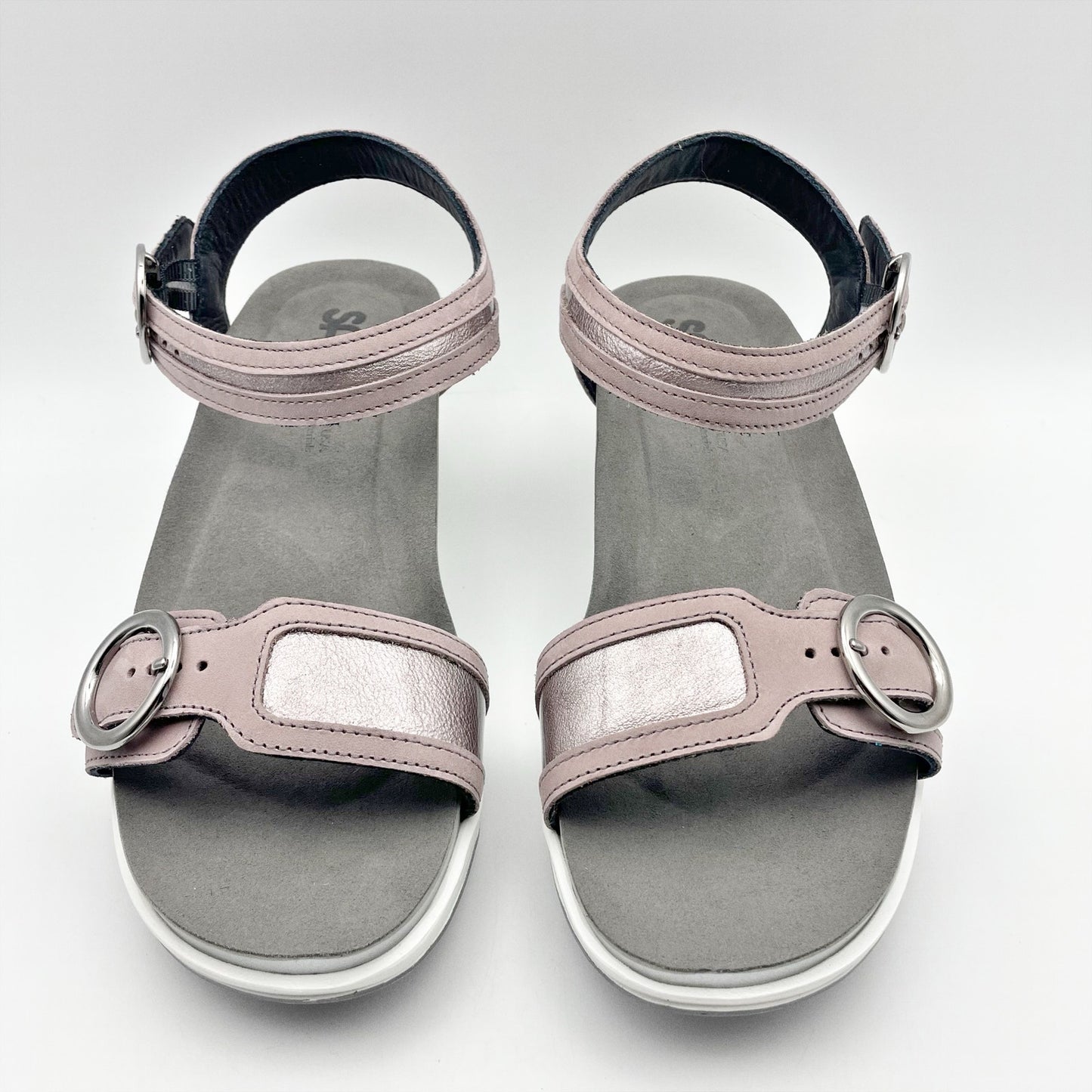 SAS Womens Seight Wedge Sandal US 7.5WW Purple Silver Leather NIB