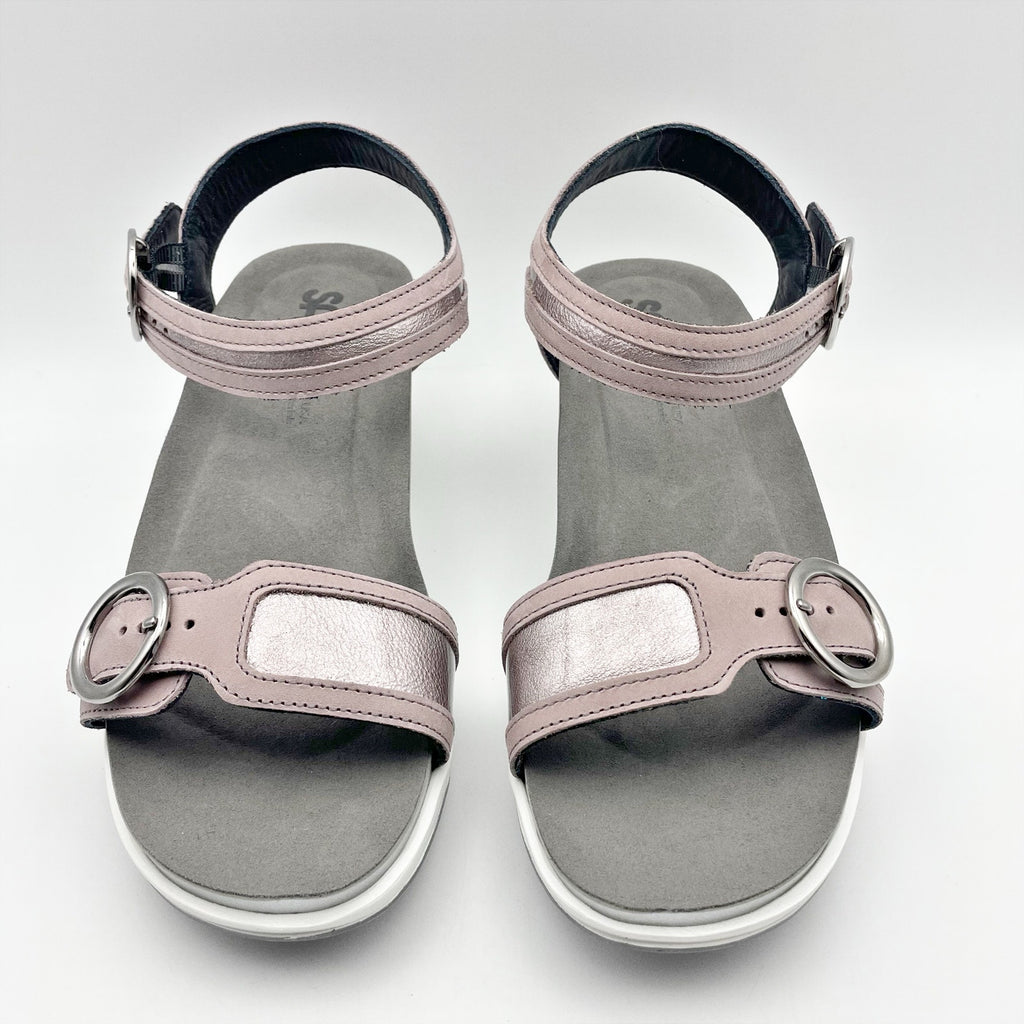 SAS Womens Seight Wedge Sandals Size 7.5 WW Purple Silver Leather NIB