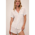 EBERJEY Giselle Relaxed Shorts PJ Set Medium White Ice Blue Tencel Modal NWT
