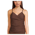 SUNSETS Women's Simone Tankini Top Small Tiki Brown Cross-Over Front Swim NWOT
