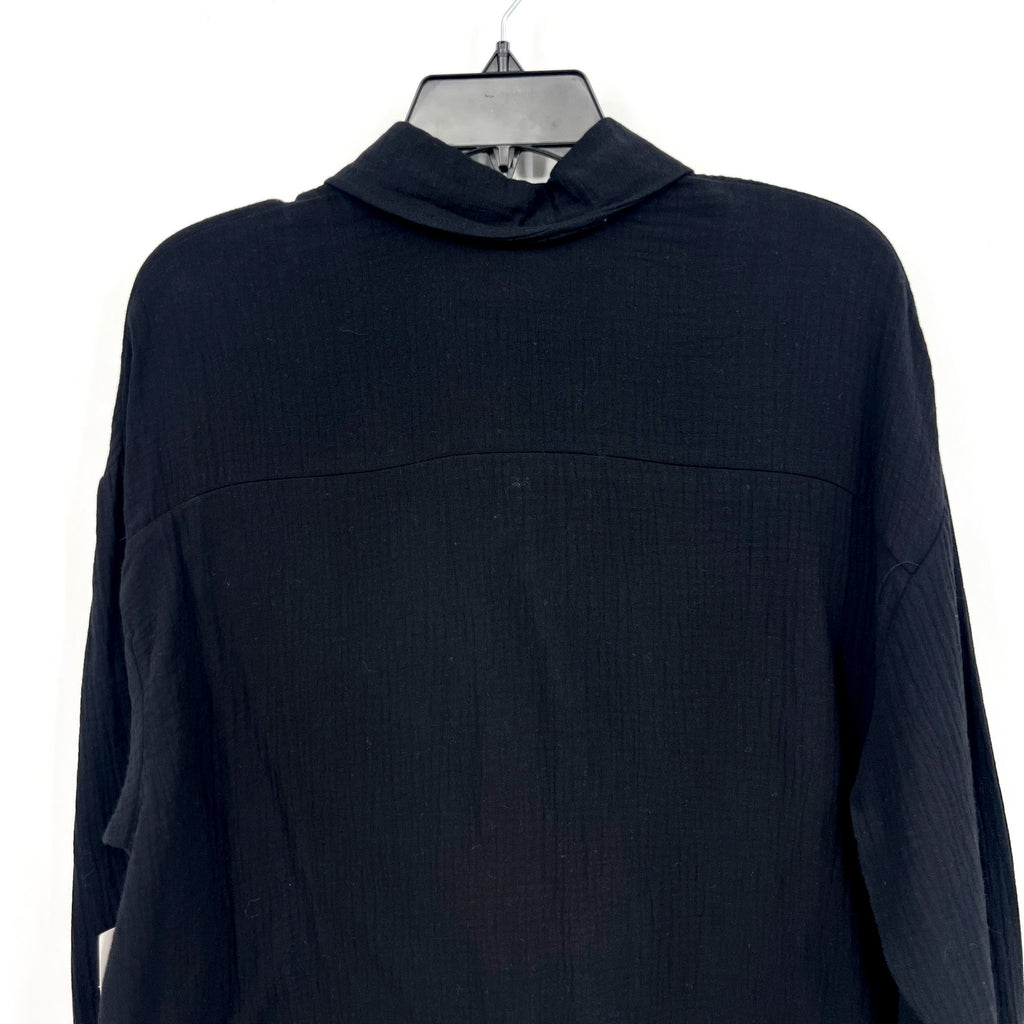 CLUB SOCIAL JADELYNN BROOKE Casual Gauze Shirt Small Black Long Sleeve NWT