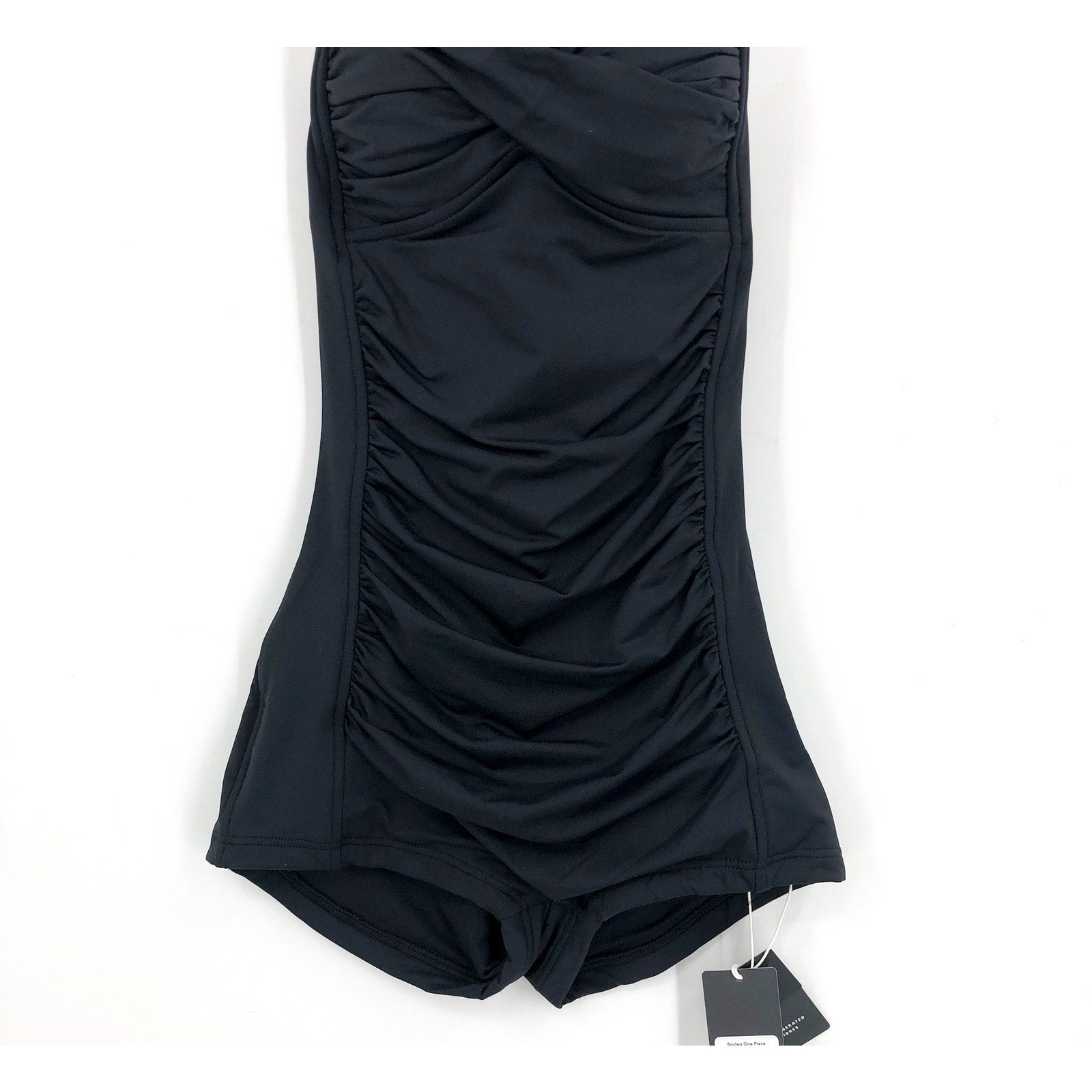 SEAFOLLY COLLECTIVE Women's Boyleg One Piece Swimsuit Size 6 Black Halter NWT