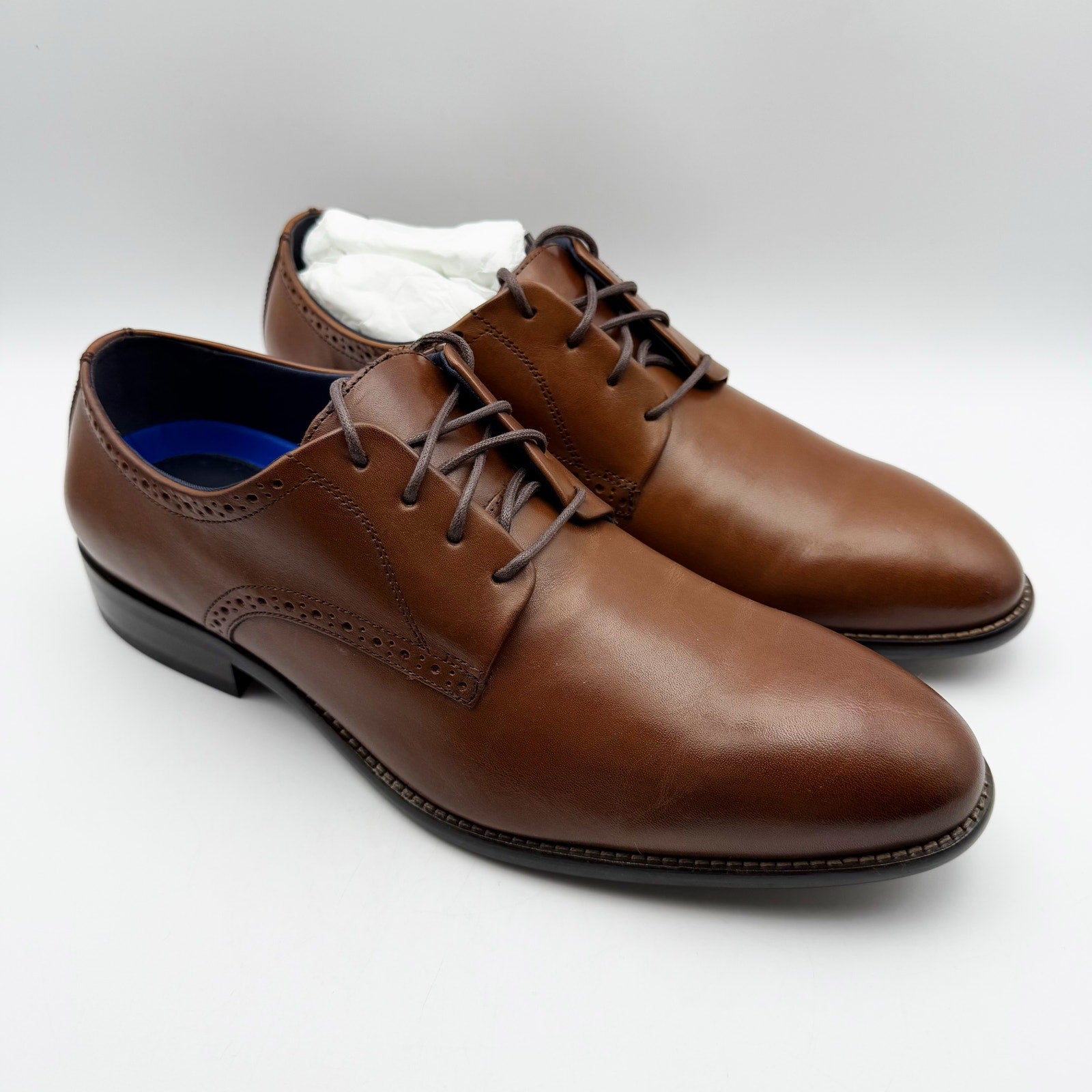 Johnston & Murphy Men Stockton Plain Toe Shoe US 13 M EU 47 Brown Leather NWOB