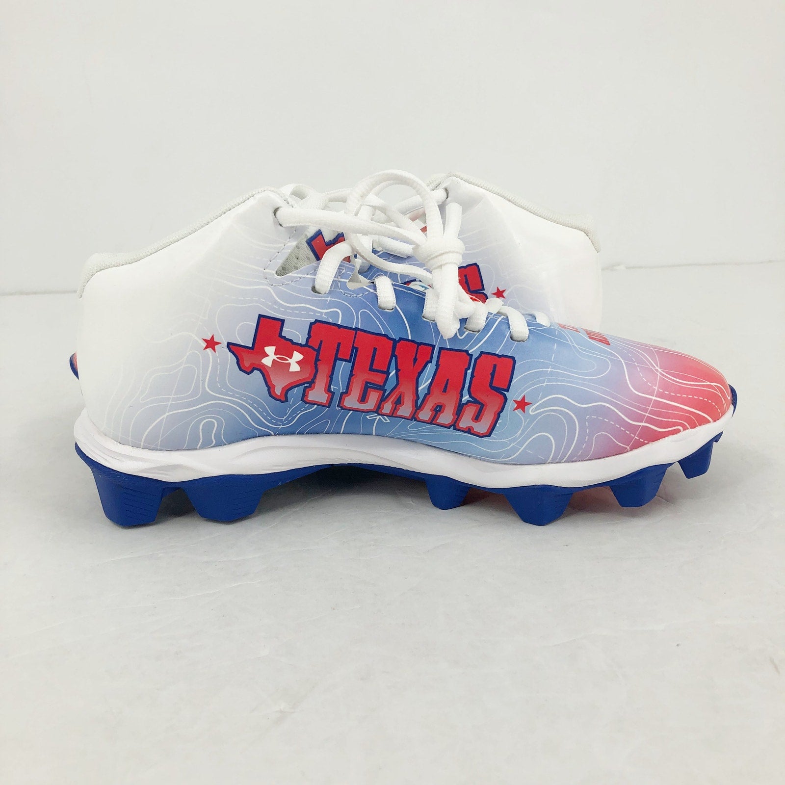 Under Armour Boys Spotlight Fran RM 4 TX Football Cleats 2.5 Red White Blue NWOB