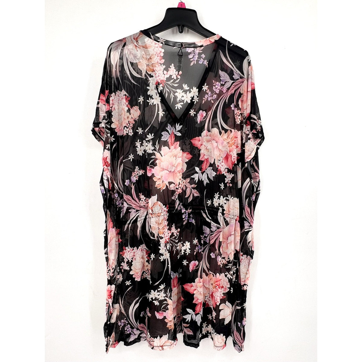 SEA LEVEL Women's Martini Mesh Kaftan Cover Up Small Black Multi Floral NWOT
