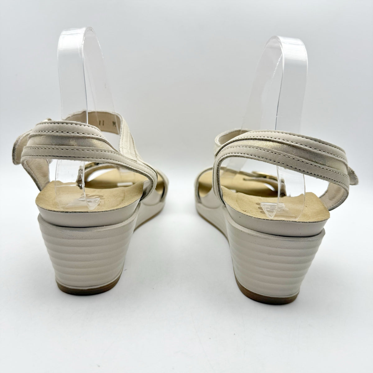 SAS Womens Seight Wedge Sandals Size 9 Narrow Gold Beige Leather NIB