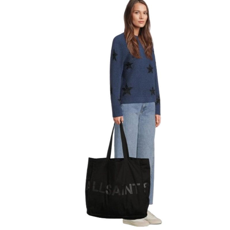 ALLSAINTS Unisex Large Biggy Tote One Size Black Logo 100% Cotton NWT