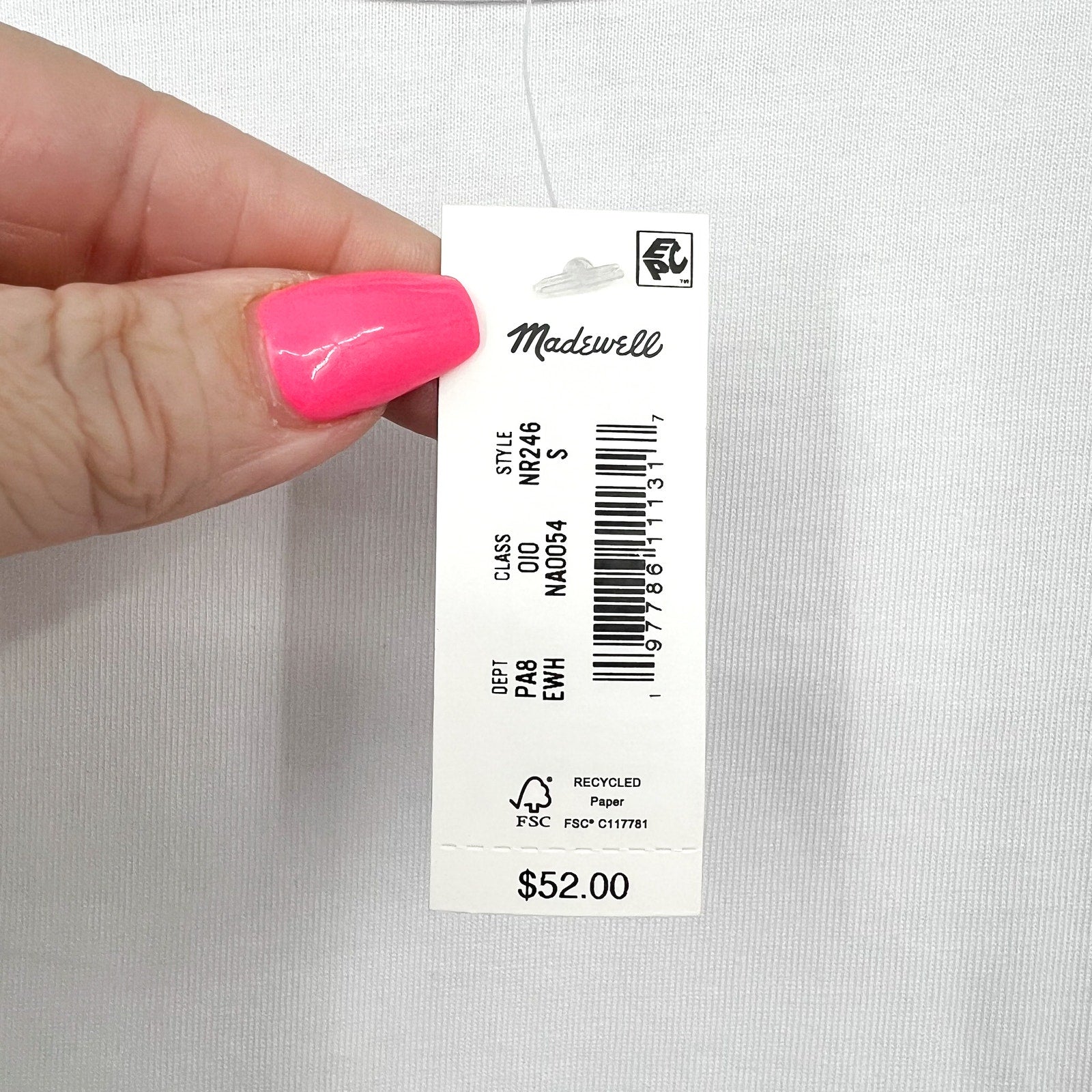 MADEWELL Women's Structured Muscle Tee Small Eyelet White Crewneck NR246 NWT
