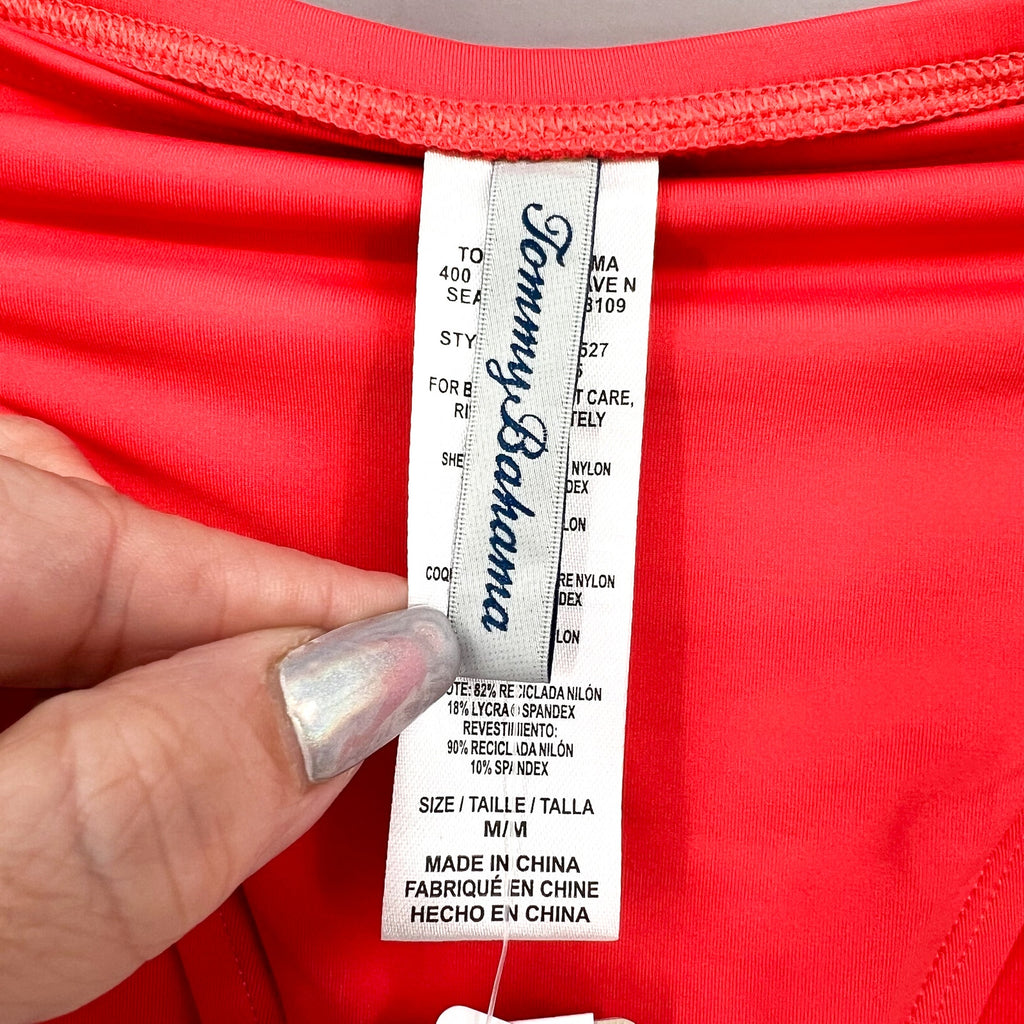 TOMMY BAHAMA Novelty Pearl Hipster Ring Bikini Bottom Medium Pink Coral NWT