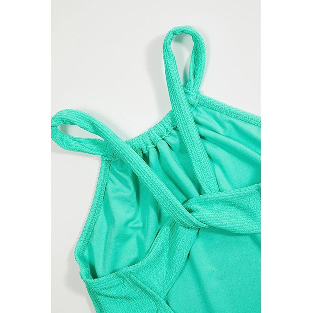 SEAFOLLY Girls Essential Crossback One Piece US 8 Jade Green High Neck NWT