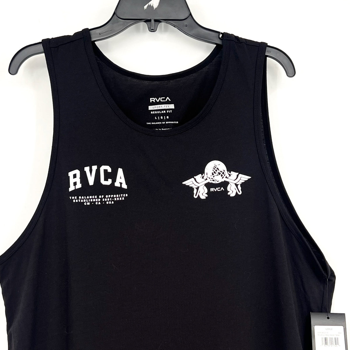 RVCA Men's Global Rank Vest Tank Top Large Black Performance Fit NWT