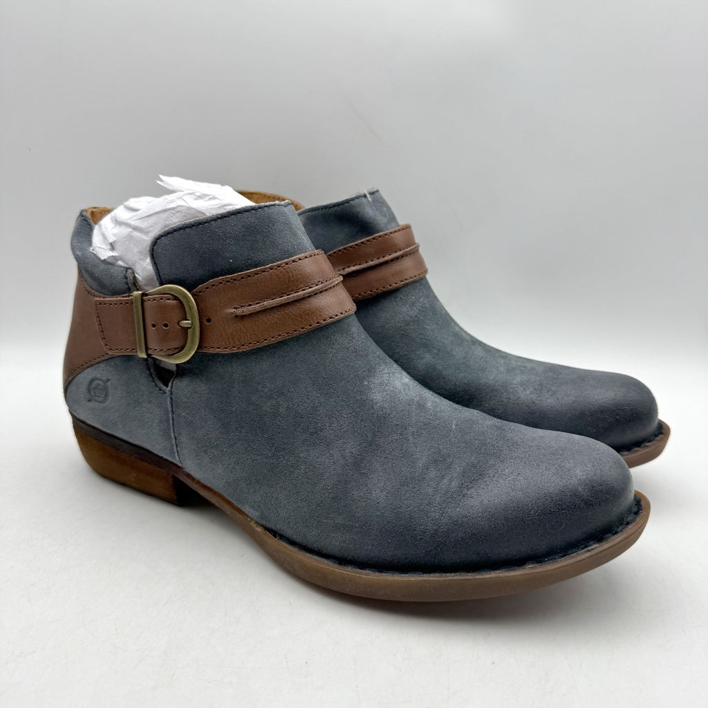 Born Womens Kati Ankle Booties US 8 M Blue Brown Leather NWOB