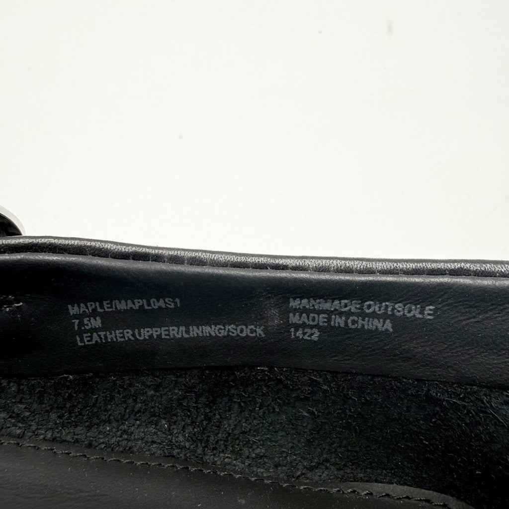 Steve Madden Womens Maple Flats Size 7.5 M Black Leather Mary Jane NWOB