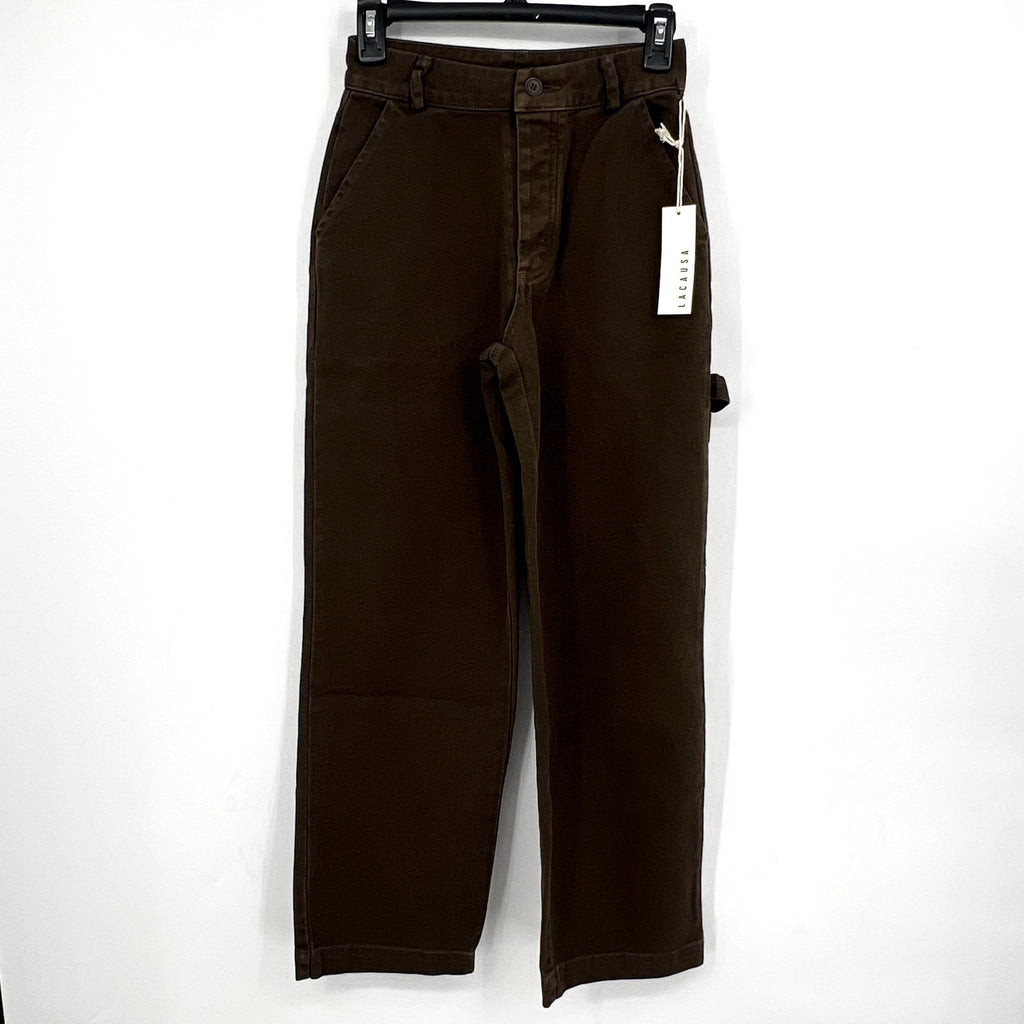 LACAUSA Women's Aiden Trouser Jeans Size 2 Green Brown Nori Wash Mid Rise NWT
