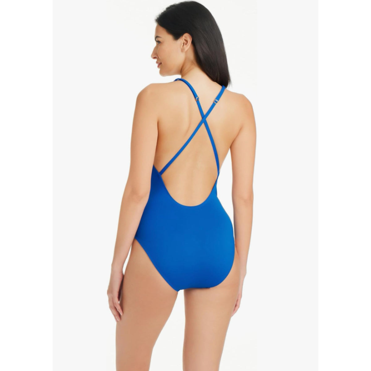 BLEU ROD BEATTIE Ring Master Drape One-Piece Swimsuit Size 8 Blue Azure NWT