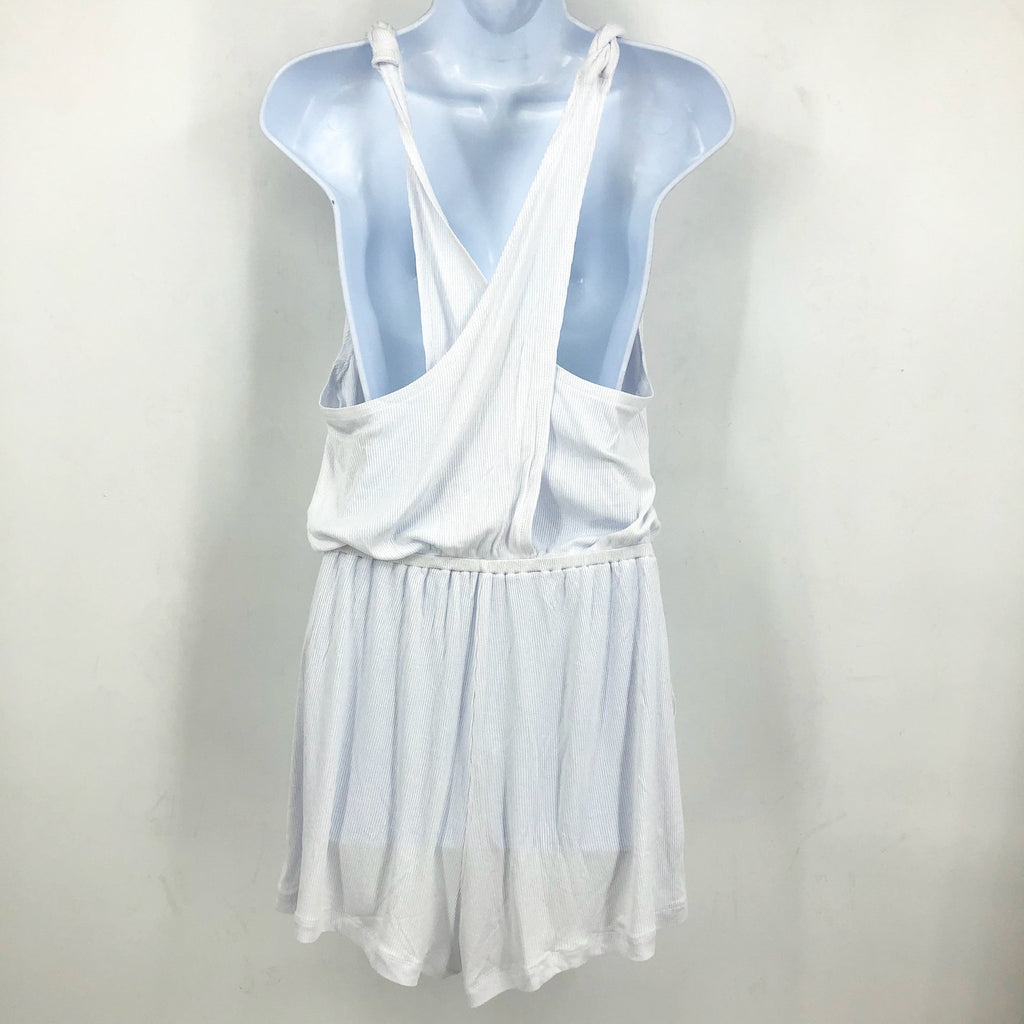 BECCA Women's Mykonos Pull On Romper Beach Cover Ups Medium White Stretch NWT