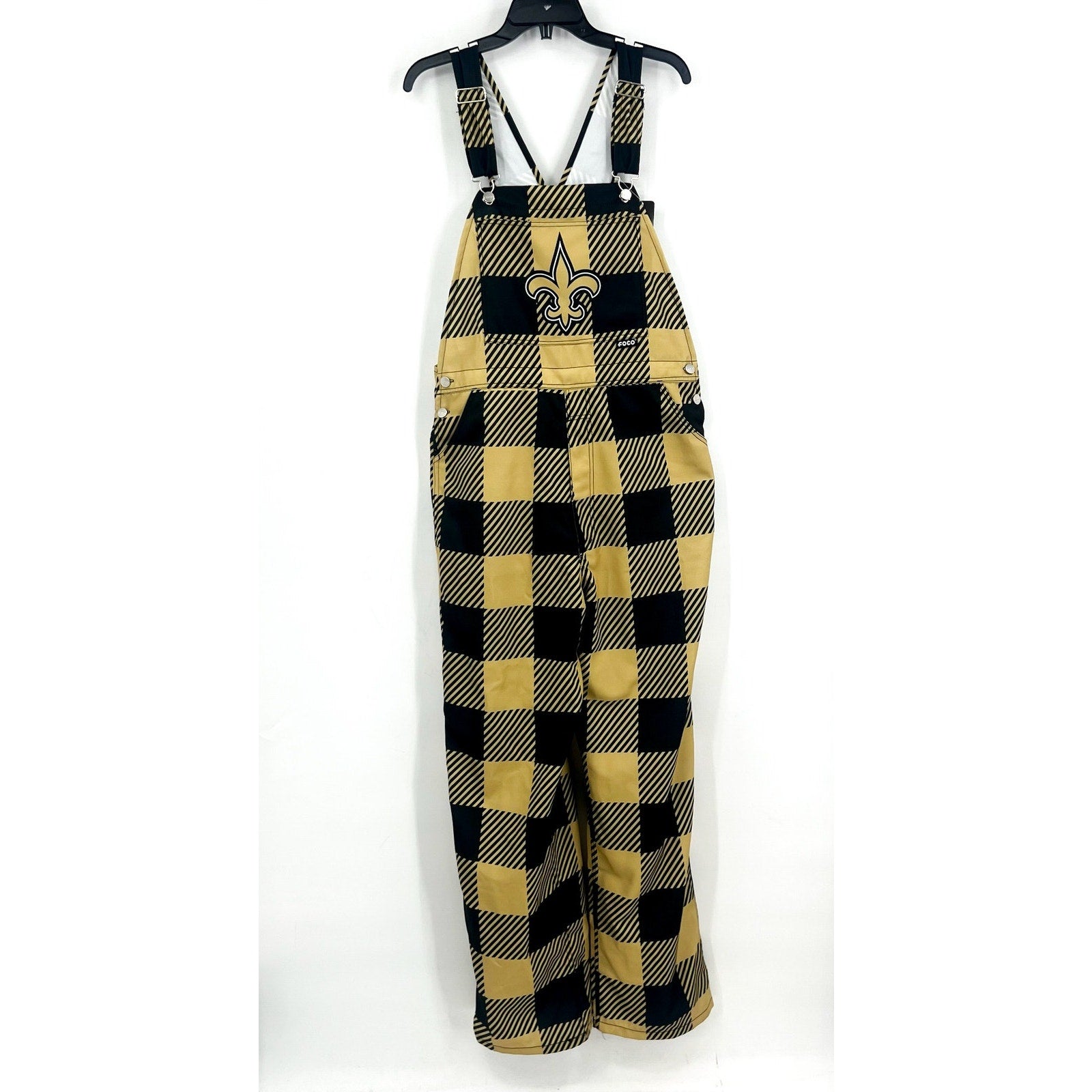 NFL TEAM APPAREL Mens New Orleans Saints Overalls Medium Black Gold LOGO NWT