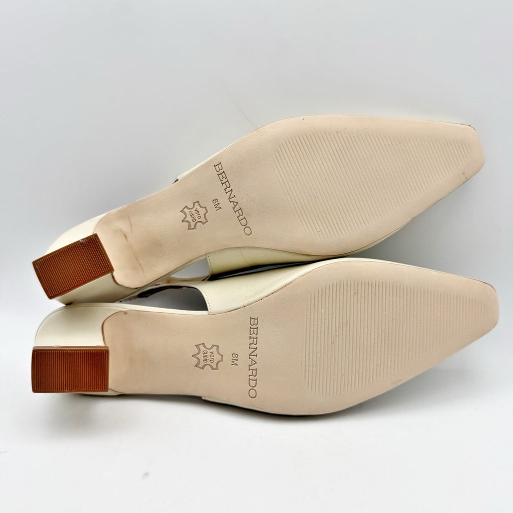 Bernardo Womens Ariella Pumps US 8 M Beige Eggshell Leather Slingback NIB