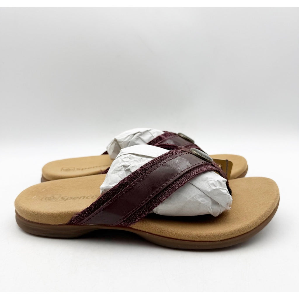 Spenco Women's Sutton Flip Classic Size 5.5 WIDE Red Wine Sassafras NIB