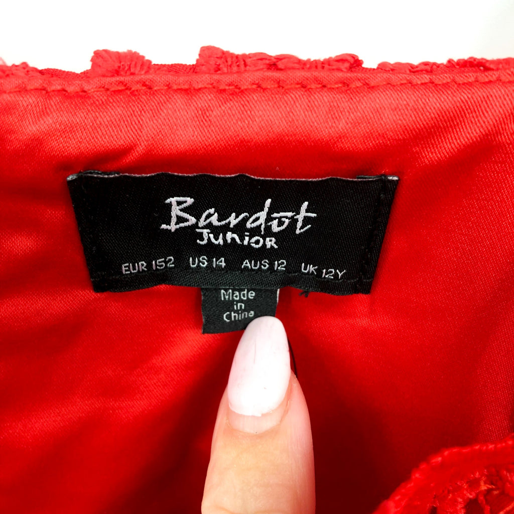 BARDOT JUNIOR Girl's Sonya Lace Slip Dress Size 14 Red Lollipop V Neck NWT