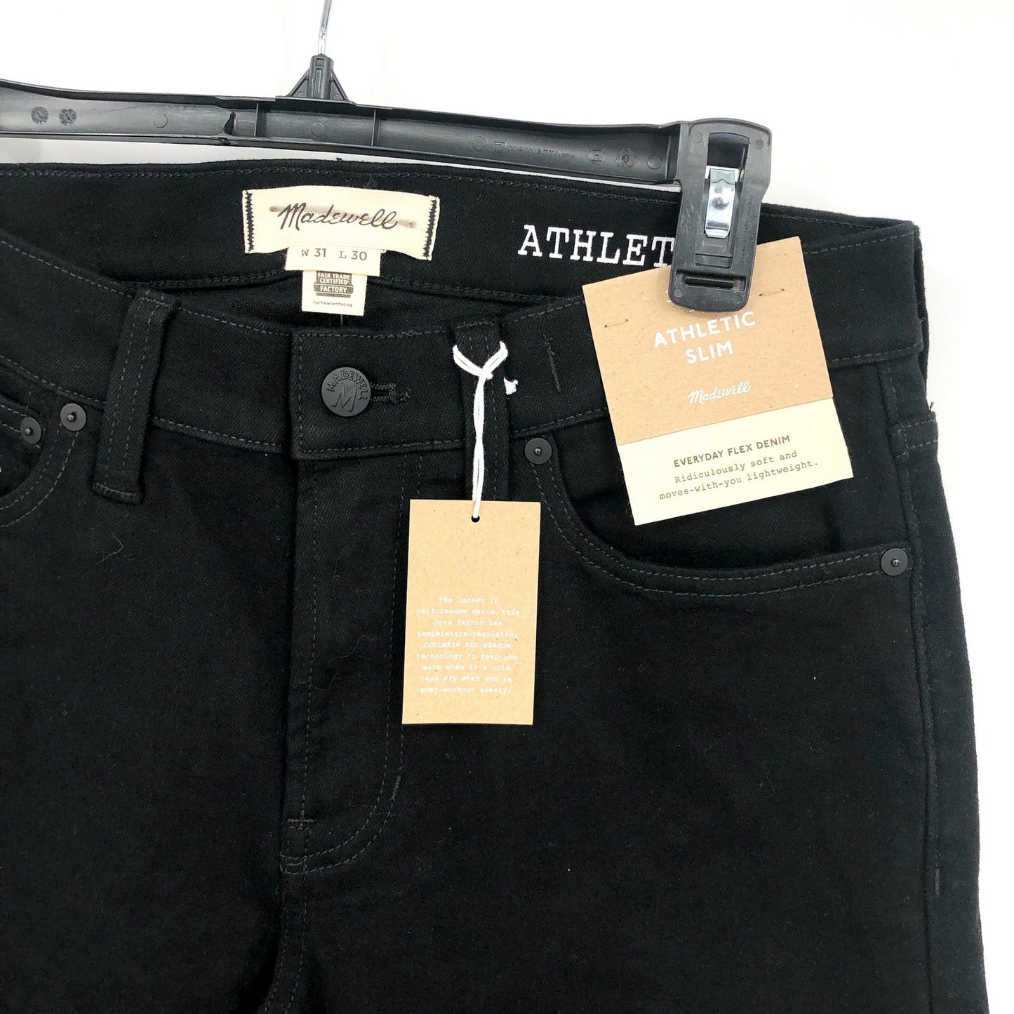 MADEWELL Men's Athletic Slim Jeans 31x30 Bainhart Black Coolmax Denim ND478 NWT