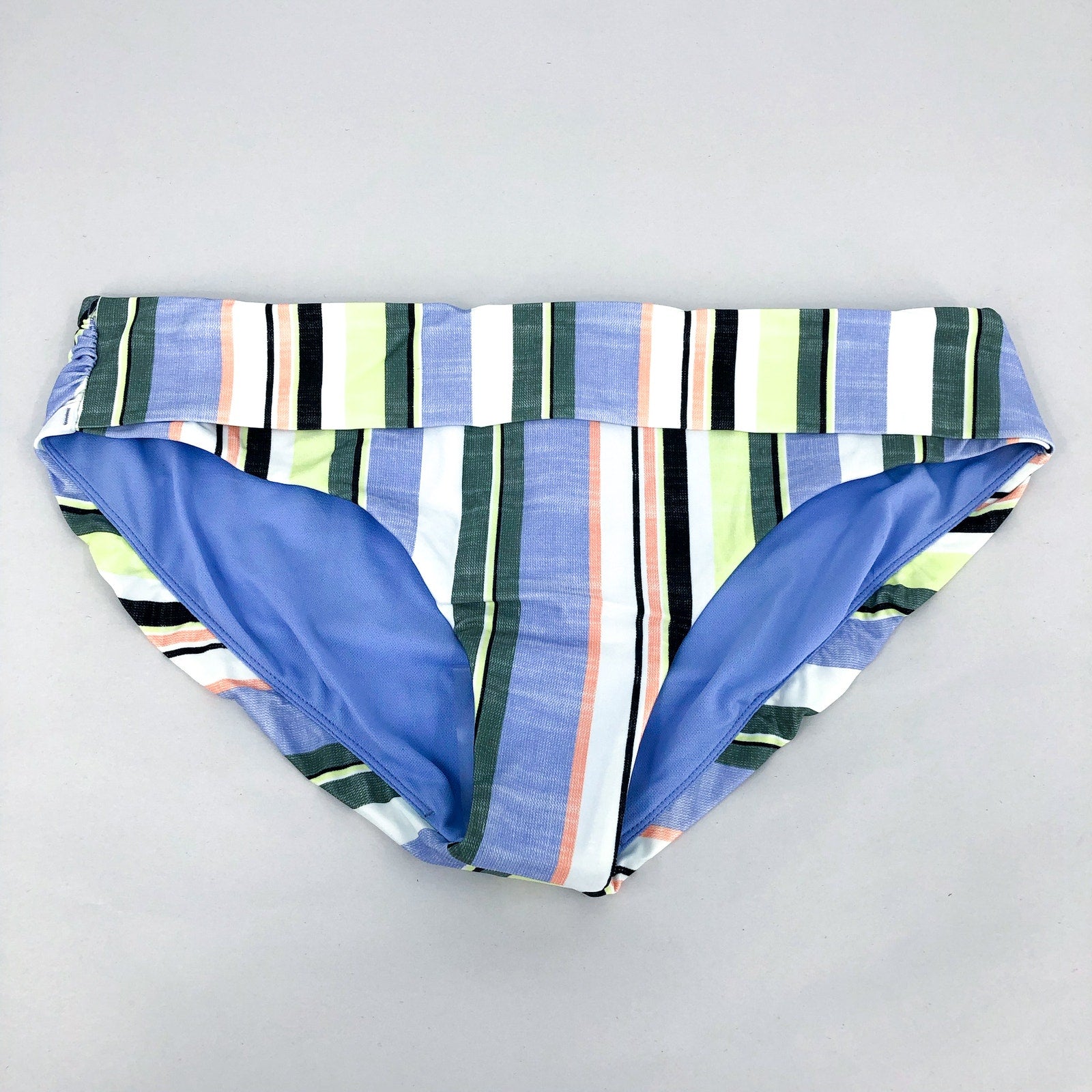PRANA Women's Marta Bikini Bottom Large Blue Morning Glory Stripe Hipster NWT