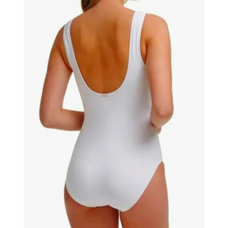 CALVIN KLEIN Women's High Neck Cutout One Piece Swimsuit Size 14 White NWT