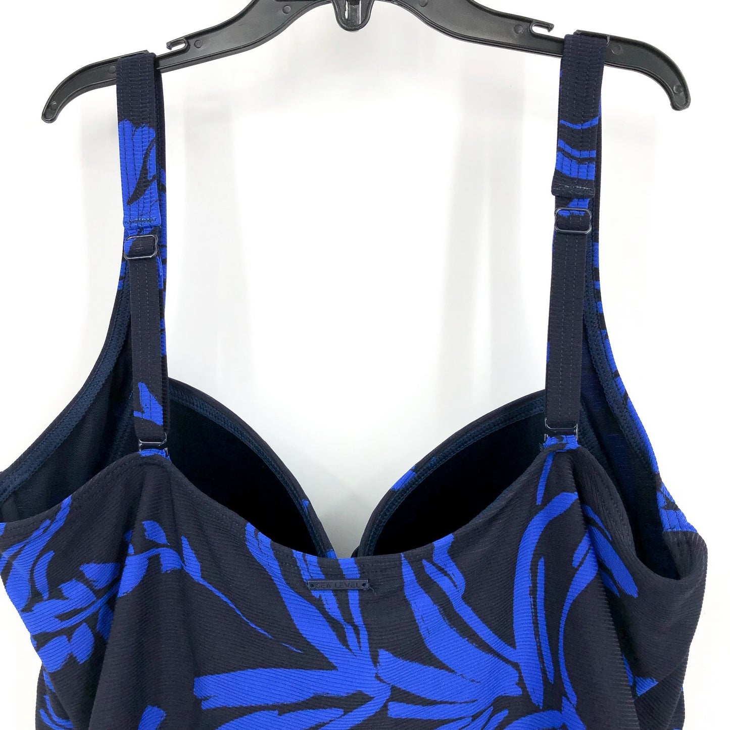 SEA LEVEL SWIM Tradewind Twist Front Tankini Top Size 14 Blue Black