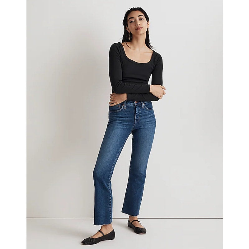 MADEWELL Women's Kick Out Crop Jeans Size 24 Blue Brinton NM242 Mid Rise NWT